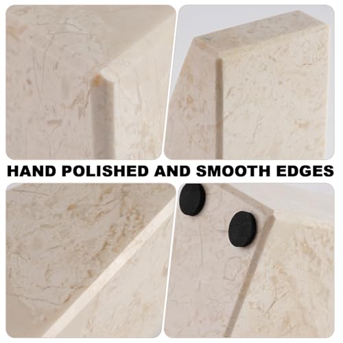 Karibiber Marble Book Ends Decorative, Unique Bookends For Shelves，Bookends To Hold Heavy Books, Durable Book Holder Stopper For Home Office Desk Bookshelf Decoration, Turkey Natural Marble thumb #1