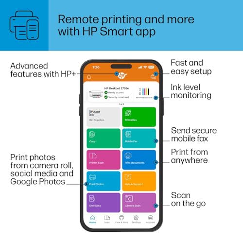 Hp 26K67A#B1H Deskjet 2755E Wireless Color Inkjet-Printer thumb #7