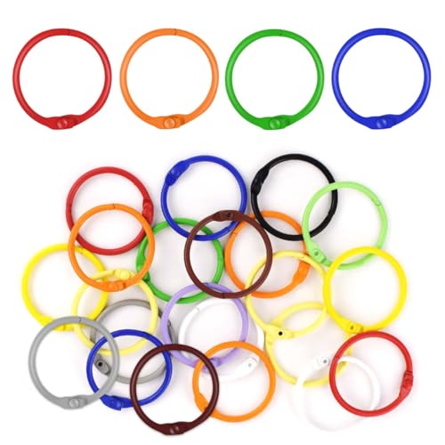 20 Pack Loose Leaf Binder Rings for Book 1 Inch Book Ring for Office School Home Metal Book Ring for Index Cards Colors Binder Ring Book Ring Notebook Rings Keychain Key Rings Paper Binder Rings