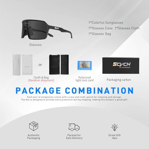 SCVCN Polarized Cycling Glasses Sport Sunglasses MTB BMX Men Women Ride Bike Bicycle Running Golf Hiking Volleyball Tennis Driving Fishing Softball Mountain Riding 04 — view 4