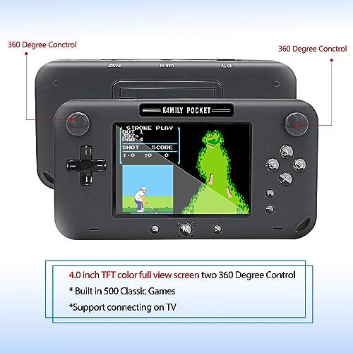 EASEGMER Handheld Games for Kids, Built-in 500 Retro FC Video Games 4 Inch Portable Video Games Player Support TV/AV Output & Two Player, Best Kids Electronic Gift Toys for Boys Ages 4-12 (Black)