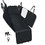 PETICON Dog Car Seat Cover with Mesh Window, 100% Waterproof Pet Seat Cover for Back Seat, Scratchproof Dog Hammock for Cars, Trucks, SUVs, Jeeps, Black