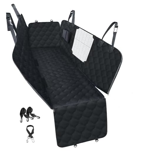 PETICON Dog Car Seat Cover for Back Seat, 100% Waterproof Dog Seat Cover for Cars with Mesh Window, Scratchproof Back Seat Cover for Dogs, Nonslip Dog Hammock for Cars, Trucks, SUVs, Jeeps, Black