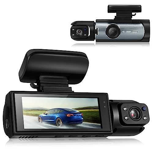 Gatuida Caméra De Tableau De Bord pour Véhicules Dashcams pour Voitures Caméra Avant Et Arrière Dashcam, Dash Cam Colle Reliure Livre Plastique Bande De Vision Nocturne 1080p Automatique