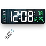 Digital Wall Clock Large Display, 16.2” LED Digital Clock with Temperature and Auto Dimming, Easy Tr