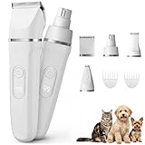 Dog Clippers for Grooming, IPX7 Waterproof Low Noise Dog Grooming Kit for Dogs & Cats, Cordless USB Rechargeable Pet Hair Clipper, Paw Trimmer & Nail Grinder, Professional Grooming Set for Home Use
