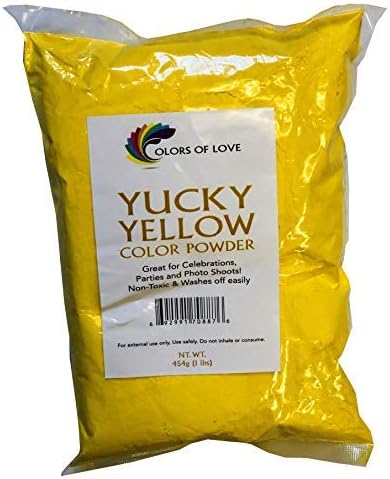 Colors of Love Yellow Powder-15 Oz Bag-Ideal, Bath Bombs, Youth Group Color Wars, Holi Events