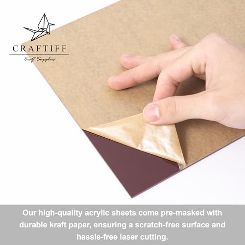 Image of Dark Coffee Opaque Brown Acrylic Sheets 1 /8 Thick, 12x8 inch, for Laser Cutting 3mm Thin Board Panel Glossy plexiglass Craftiff - Pack of 3
