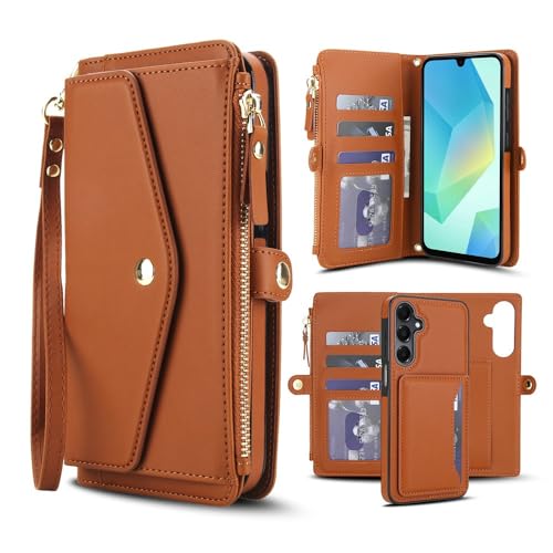 Étui pour Samsung Galaxy A73 5G avec portefeuille en cuir marron amovible