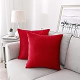 NiNi ALL Decorative Throw Pillow Covers Velvet Soft for Couch Sofa Bedroom Living Room Outdoor Pack of 2 18x18 Inch Red