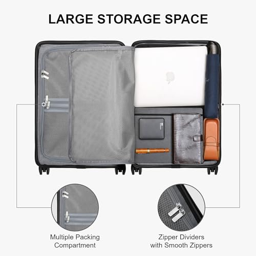 LEVEL8 Elegance Carry On Luggage, 20 Inch Hardside Suitcase with 4-Set Packing Cubes, TSA Lock, Spinner Wheels, Black, 20-Inch by LEVEL8 - Used condition - Image 7