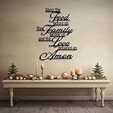 Metall-Wandbild „Segne das Essen vor Uns“, Dekoration, Kunst mit Bibelworten, (Schwarz, 60 x 46 cm)