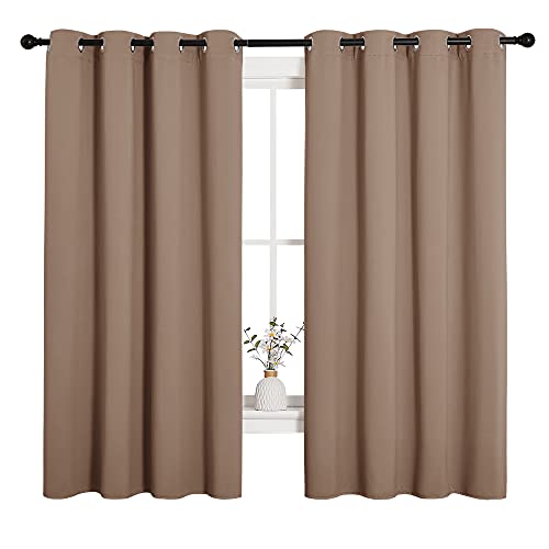 Image of NICETOWN Blackout Window Curtains and Drapes for Kitchen, Window Treatment Thermal Insulated Solid Grommet Blackout Drapery Panels (Set of 2, 55 by 68 inches, Cappuccino)