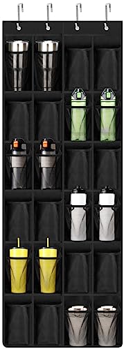 Intersnug Water Bottle Organizer,Water Bottle 24 Holders Over The Door Water Bottle Storage Rack Cup Organizer Various Sizes Cup Organizer For Kitchen Cabinet Pantry Closet Bedroom Bathroom