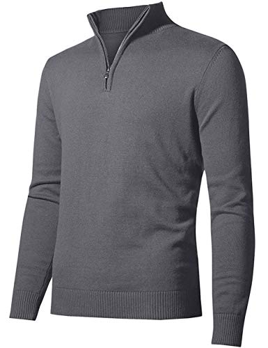 Aoli Ray Golftrui voor mannen, 1/4 ritshals, katoenmix, warm gebreide trui