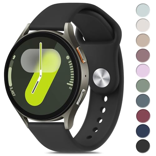 Meliya Bands Compatible with Samsung Galaxy Watch 7 & FE, 40mm & 20mm Soft Silicone Sport Replacement Straps for Women & Men (Black)