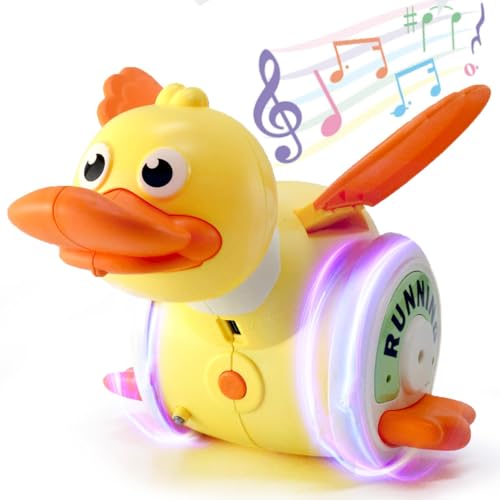 Sizobi Duck Toys for Toddlers 1-3, Tummy Time Crawling Toys for Babies 6-12 12-18 Months, Light Up Musical Dancing Walking Duck Learning for Infants Newborn 0-3-6 Months Boys&Girls