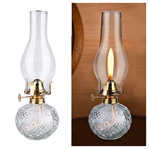 Lámpara de Aceite Vintage de Vidrio Transparente Con Mecha y Brillo Ajustable, Decorativa a Prueba de Viento para Sala de Estar, Comedor y Uso de Emergencia