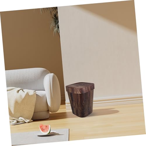 TOPPERFUN Vintage Holz Abfalleimer mit Schwingdeckel Kompakter Mülleimer im Landhausstil Geruchsreduzierender Papierkorb für Küche Bad Wohnzimmer Braune Holzmaserung Stilvoll und Praktisch – Bild 8