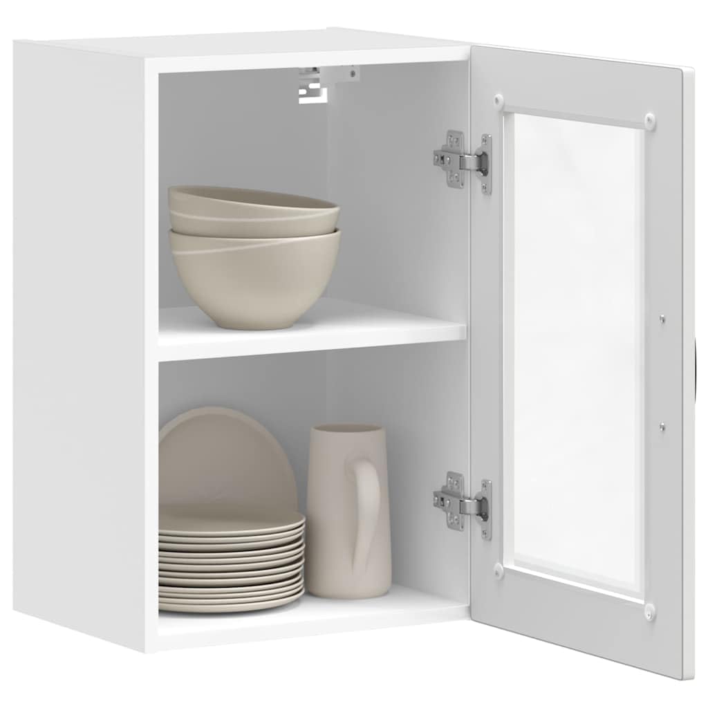 vidaXL Armario de Pared para Cocina con Puerta de Cristal Porto Blanco, Unidad de Pared de Cocina, Armario para Pared de Cocina, Armario de Cocina en la Pared