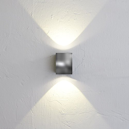 design for the people by Nordlux LED Wandleuchte CANTO KUBI Außenleuchte, 2x5W COB LED, 3000K, 700lm, IP44, Edelstahl EEK: A+