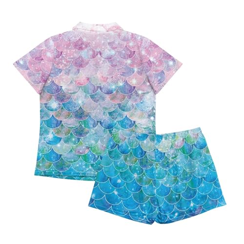 Image of Pjs Womens Short Sleeve Button Down Pajamas Set Two-Piece Nightwear with Pockets