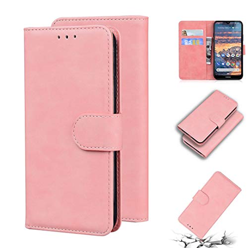 SATURCASE Funda para Nokia 4.2, Toque Cómodo Cuero De La PU Magnético Billetera [Ranuras para Tarjetas] Apoyo Protector Carcasa Estuche para Nokia 4.2 (FG-Rosa)