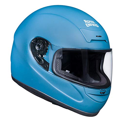 Image of Royal Enfield Full Face Helmet with Clear Visor Matt Squadron Blue, Size: L(59-60cm)