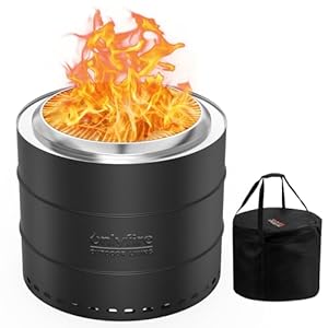 50cm Rauchfreie Feuerstelle, Feuerschale mit Abnehmbarer Aschekasten, wasserdichte Aufbewahrungstasche, Edelstahl, Outdoor Feuerstellen für Garten, Holzverbrennung und Pellets, Schwarz