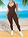 Surakey Women’s Bodysuit Street Style Solid Color Jumpsuit Zipper Highlight for Summer Fashion, Type 4