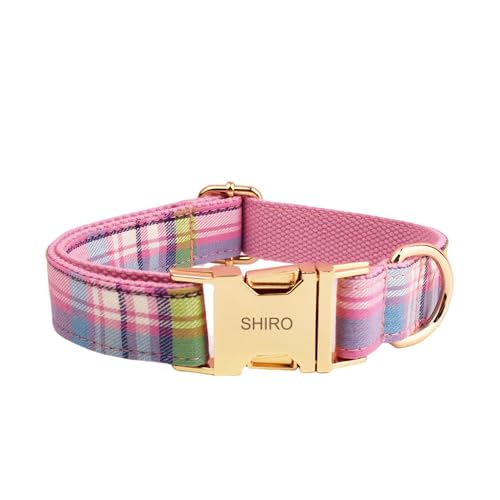 CUUOOT Collar de Perro Personalizado con Hebilla de Metal, tartán Collar Personalizado con Nombre y número de teléfono, tamaños Ajustables para Perros pequeños, medianos y Grandes