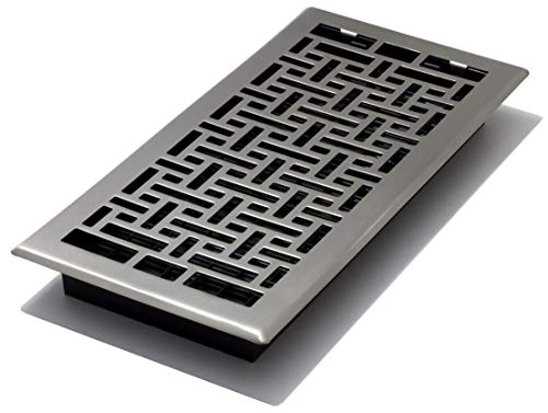 Decor Grates AJH614-NKL Oriental Floor Register, 6-Inch by 14-Inch, Nickel, Brushed Nickel Finish, 6x14