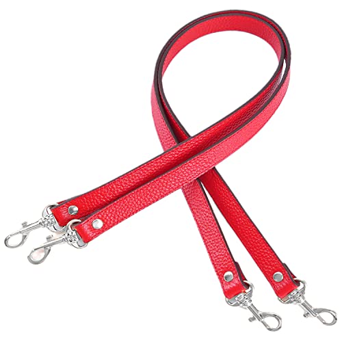 VanEnjoy Ersatzriemen aus Vollnarbenleder für Handtaschen, Geldbörsen, Taschen, 66 cm lang, 1,8 cm breit, Rot-Silber-Schloss Cover