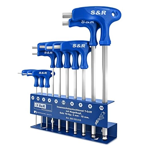 S&R Llaves Allen con mango T 10 pzs 2-10 mm. Llaves Metricas Profesionales