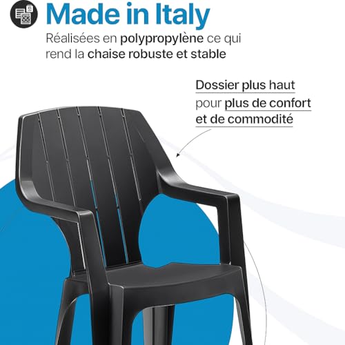 Lot 6 chaises jardin empilables dossier effet bois Tomaino