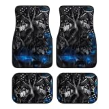 Allhaitong Wolf Flag Print Automotive Floor Mats Universal Fit Full Set Durable Interior Car Accessories for Most Sedan, SUV, Truck