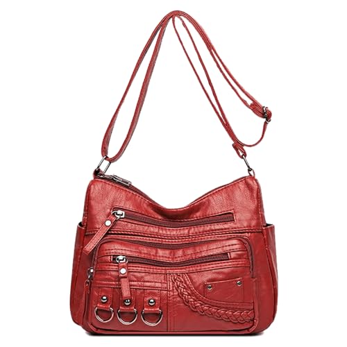 Image of WITERY Crossboby Bag for Women - Soft PU Leather Multi-Pocket Shoulder Bag Handbag with Adjustable Strap