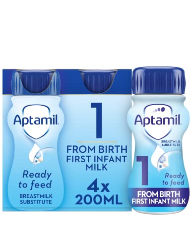 Aptamil 1 First Infant Baby Milk Ready To Use Liquid Formula, From Birth, White, 200 ml, (Pack Of 24)