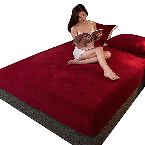 Sábana bajera de forro polar, térmica, cálida, suave, suave, suave, suave, suave, suave, para ropa de cama, 120 x 200 cm, color rojo