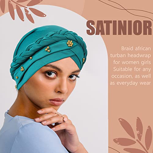 Image of 6 Pieces Turbans for Women Turban Head Wraps for African Black Women Headscarf Cap Beanie Wrap Braided