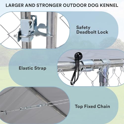 image for Rovibek 15'×15' Extra Large Outdoor Dog Kennel Dog Run Fence, Outside