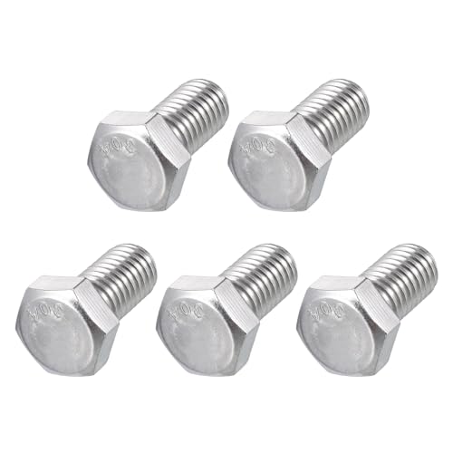 Image of METALLIXITY Hex Head Bolts (1 /2-13 x 1) 5Pcs, 304 Stainless Steel 18-8, Fully Threaded, External Hex Drive, Plain Finish, Silver