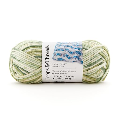 Loops & Threads Green Bulky Twist Multi Yarn – Bulky Weight Yarn for Knitting, Crochet, Weaving, Arts & Crafts, 15 Pack