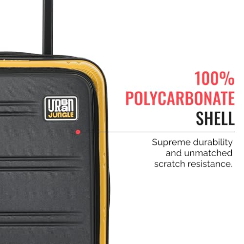 Image of Urban Jungle by Safari Hold-All Premium Small (55cm) Trolley Bag with Laptop Compartment, Polycarbonate Cabin Suitcase with 8 Silent Wheels & TSA Lock,Hardside Travelling Luggage for Men&Women(Yellow)