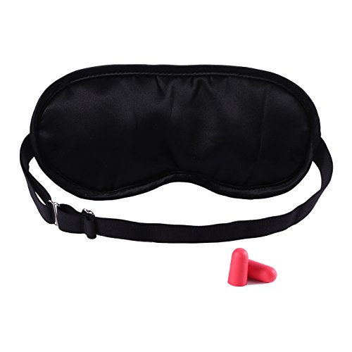 Silk Sleep Mask for Women,Men,Soft Light Blocking Natural Silk Sleeping Eye Mask with Ear Plug Set for Travel, Blackout Blindfold with Adjustable Strap