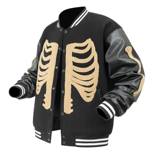 Varsity Jackets Faux Leather Bomber Jacket Halloween Letterman Jacket Outerwear Coat