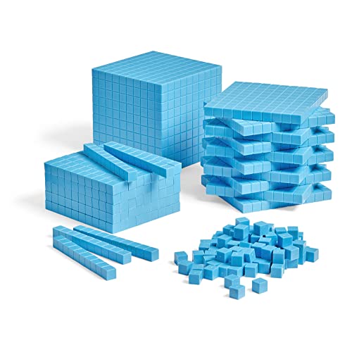 Image of ETA hand2mind Blue Plastic Base Ten Blocks, 161-Piece Starter Set