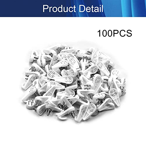 Image of Aicosineg Hardwall Hanger Mount Non-Mark Hook Photo Picture Frame Hanger for Fasteners Wall Wallpaper Walls Concrete Hooks Wooden Doors Hardware Medium White Tone 100pcs