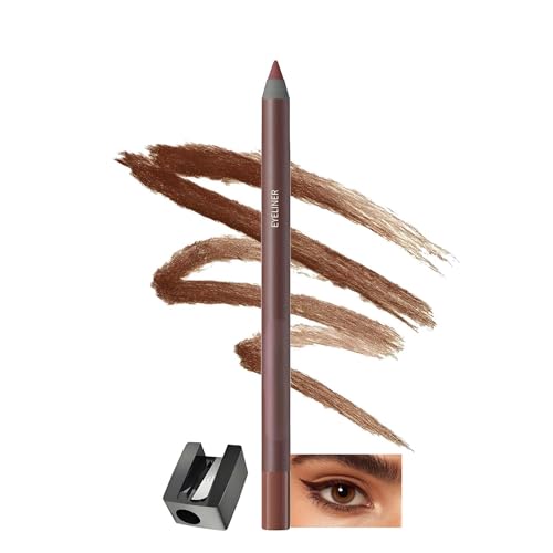 Image of Chocolate Brown Waterproof Eyeliner Pencil Smooth Creamy Texture Long-Lasting Smudge-Proof Gel Eye Liner with Precision Sharpener – Dark Matte Finish for Natural Definition (3#CHOCOLATE)