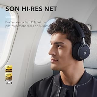 Soundcore Space One Casque Bletooth sans fil avec Réduction de Bruit Active Adaptative by Anker, Réduction des Voix Humaine 2X Plus Efficace, ANC 46H, Contrôle app, LDAC Hi-Res Wireless Audio, Confort